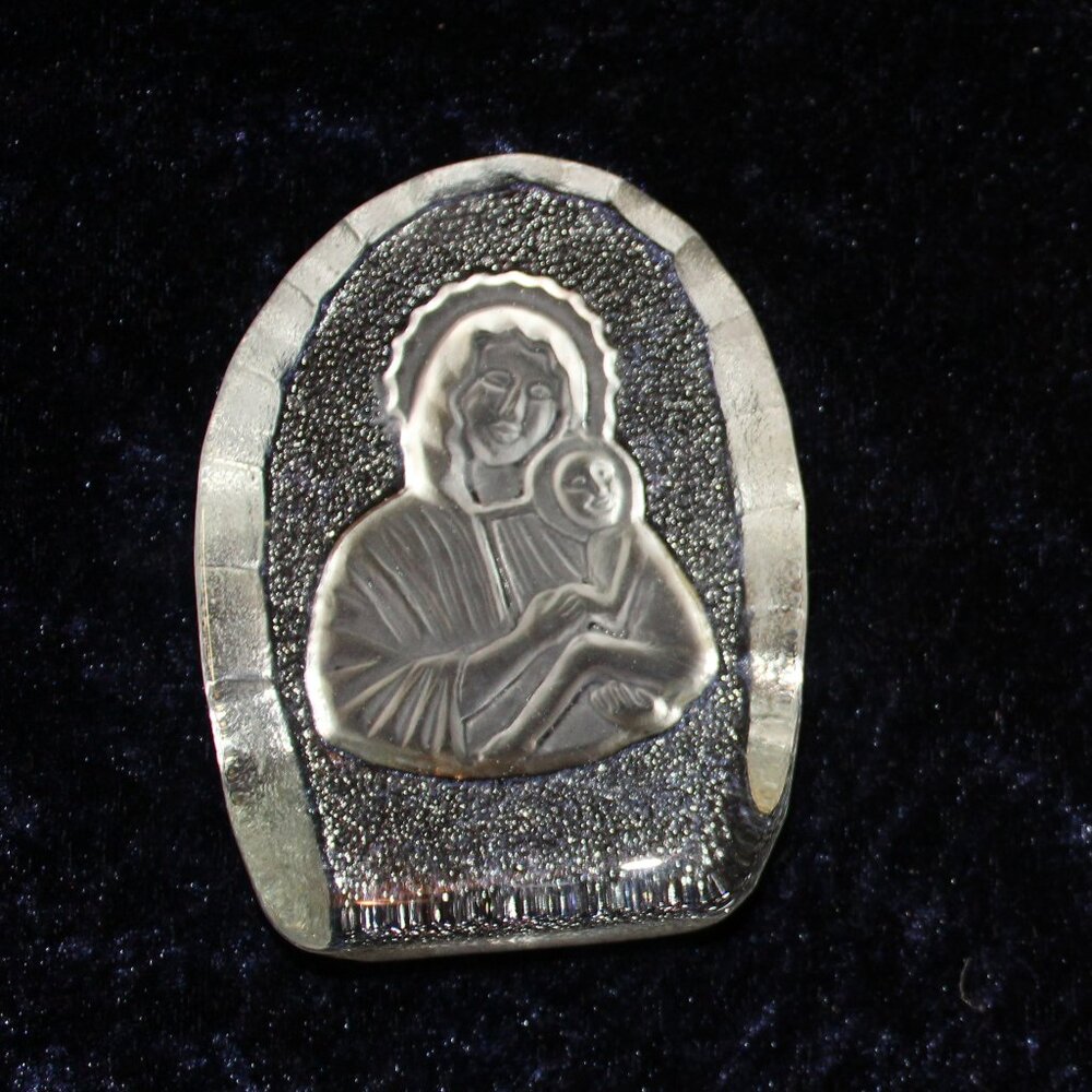 Vintage Glass Mary and Baby Jesus Paper Weight